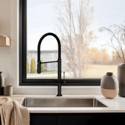 Quadri Brighton kitchen mixer tap matt black with flexible spout black 1208956103
