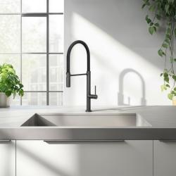 Quadri Brighton kitchen mixer gun metal with flexible spout black 1208956104