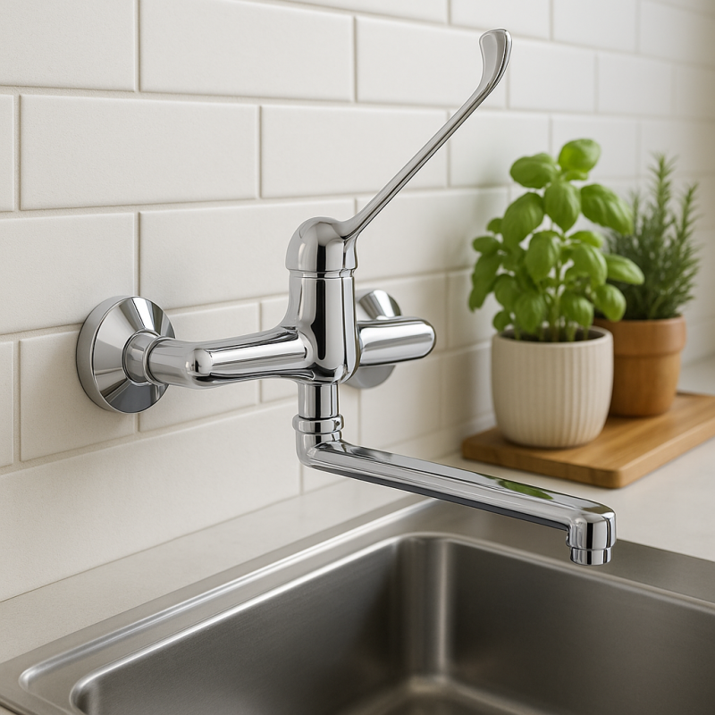 PB Clinic disabled wall mounted kitchen tap with long handle chrome 1208956271
