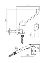 PB Clinic shower faucet for disabled with long lever and hand shower with trigger chrome 1208956283