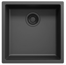 Black sink 40x40cm undermount, surface mount, and flush mount with black plug 1208956391