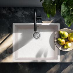 Sand cream sink 50x40cm undermount inset and flush-mounted with stainless steel plug 1208956399