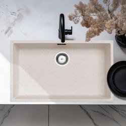 Sand white large sink 70x40cm undermount, surface mount, and flush mount with stainless steel plug 1208956404