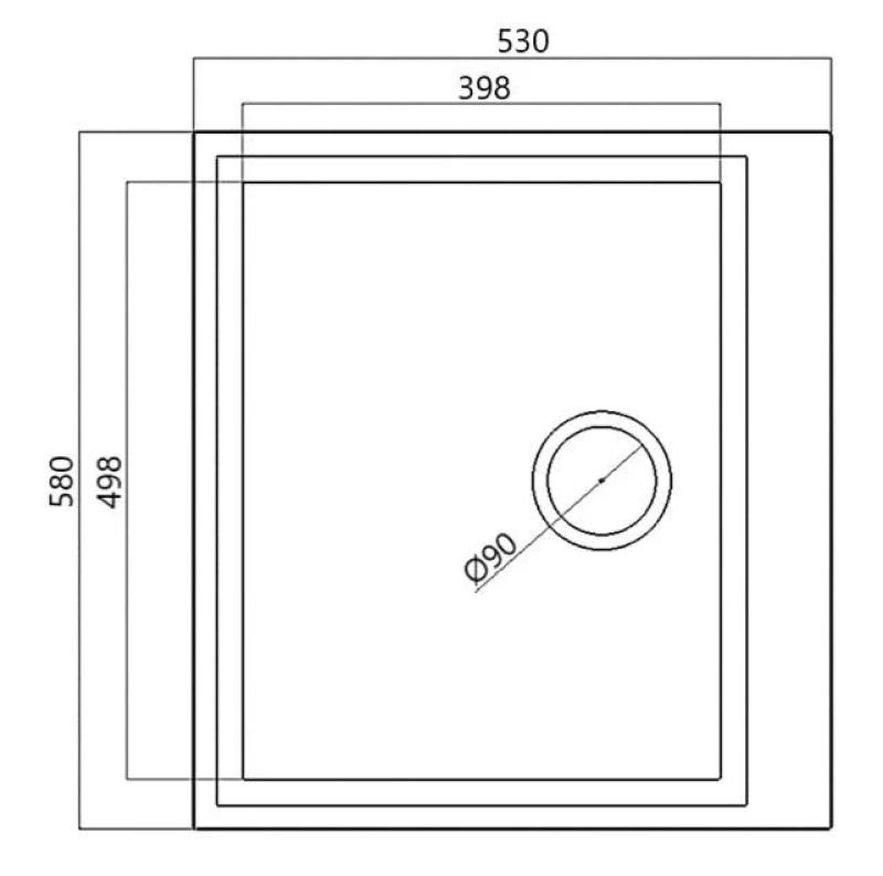 Black countertop sink 58x53cm with tap hole and stainless steel plug 1208956732