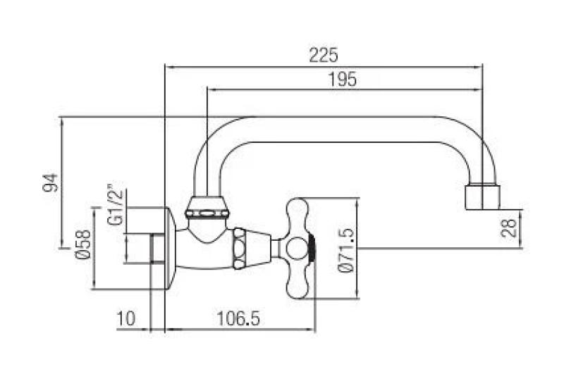 PB Classic wall washbasin tap with star handle cold water and swivel spout bronze 1208956897
