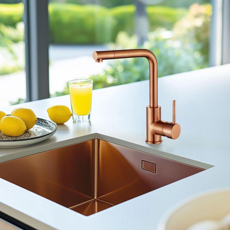 Ausmann Turt copper sink PVD NANO Copper 40x40 undermount flush-mounted and inset 1208956945