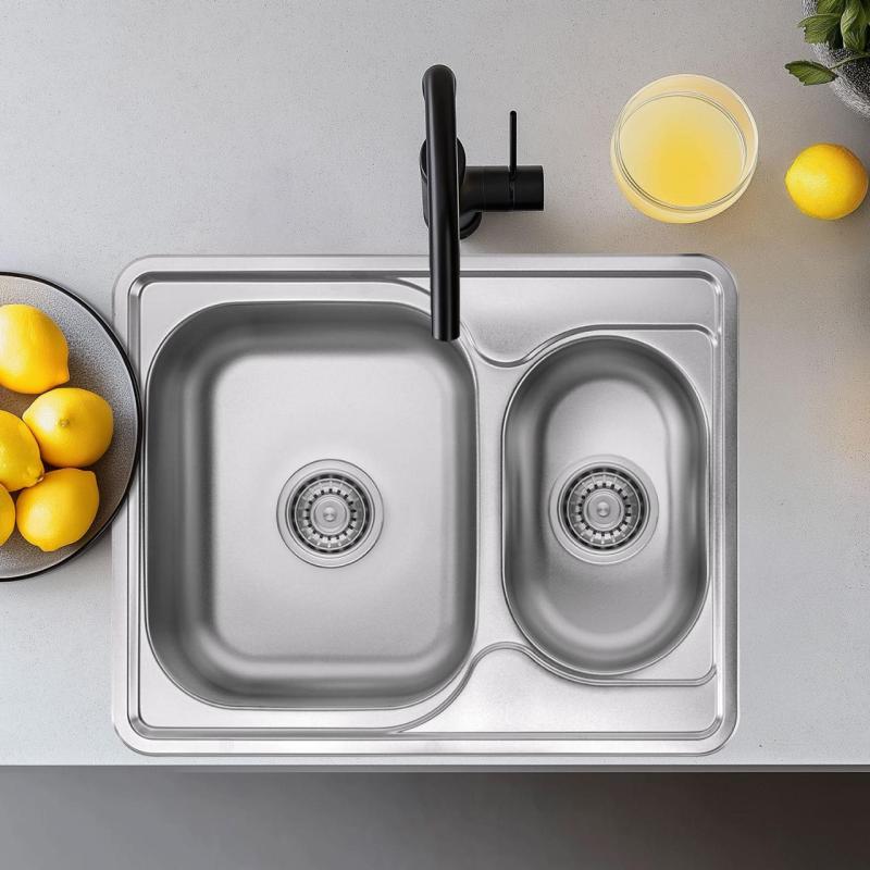 Ausmann Basic stainless steel 1.5 inset sink reversible 63x50 cm including siphon 1208956969