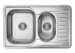 Ausmann Basic stainless steel 1.5 inset sink with drainer reversible 78x50 cm including siphon 1208956970