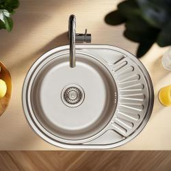 Ausmann Basic stainless steel inset sink with drainer reversible 57x45 cm including siphon 1208956973