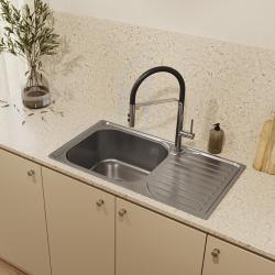 Ausmann Basic stainless steel inset sink with drainer reversible 76x42 cm including siphon 1208956978