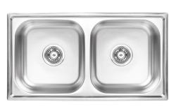 Ausmann Basic double stainless steel inset sink 78x43 cm including siphon 1208956995