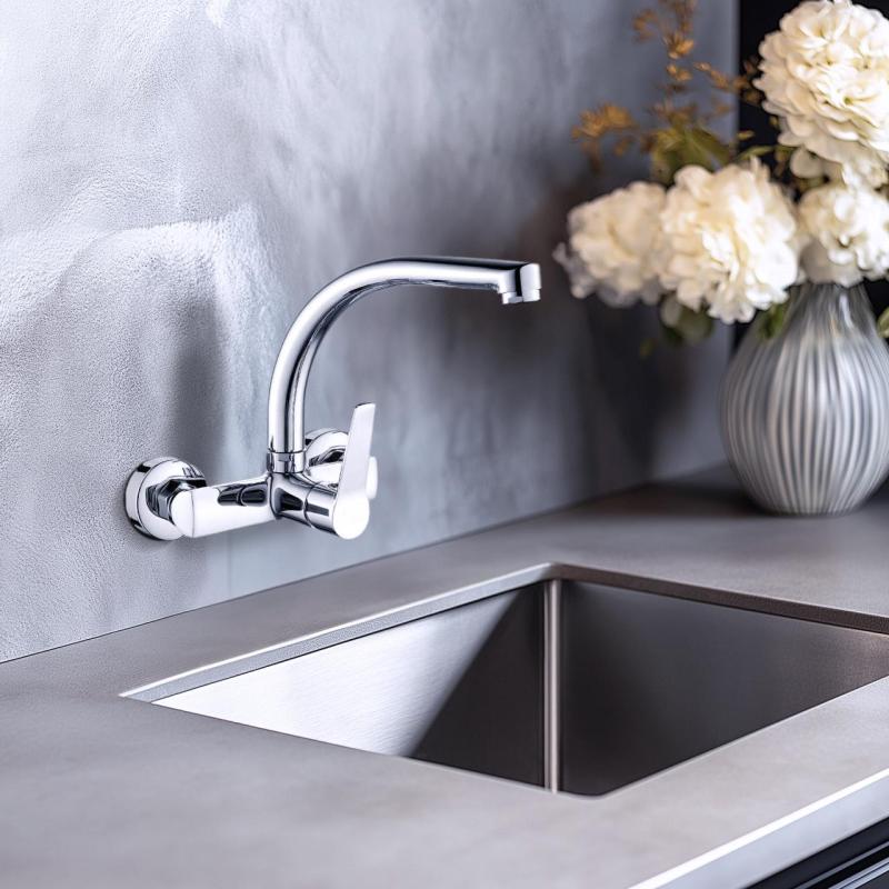 AquaTrimo Chopin kitchen wall tap with top outlet chrome 21CP7073CM