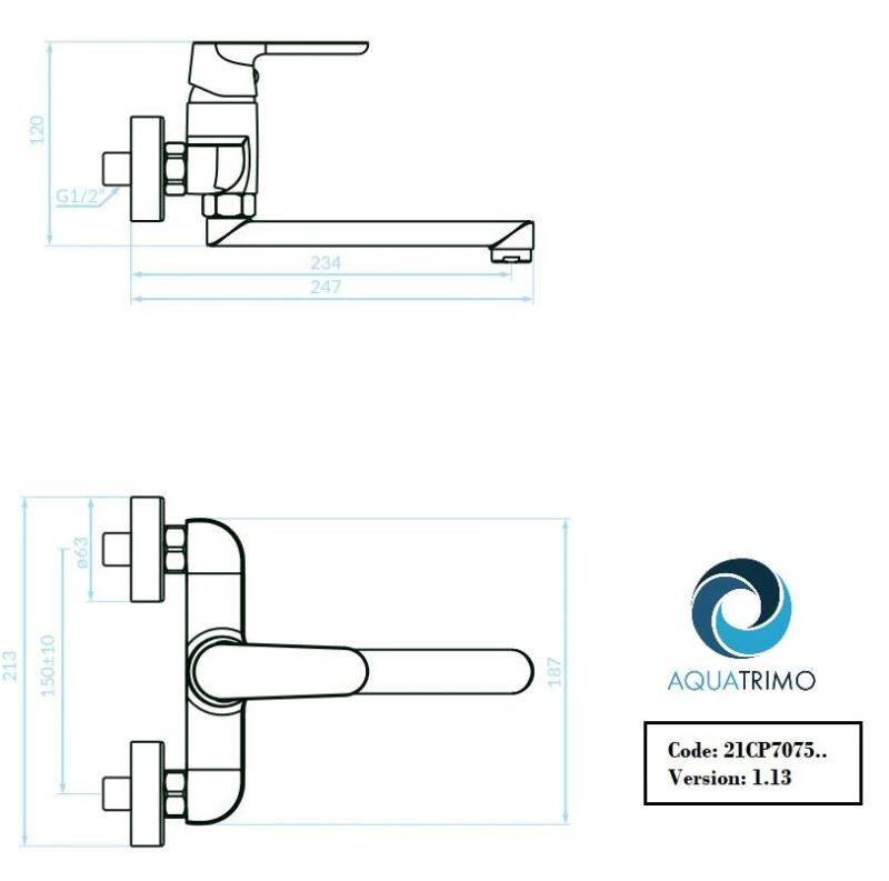 AquaTrimo Chopin wall tap matt black 21CP7075SW