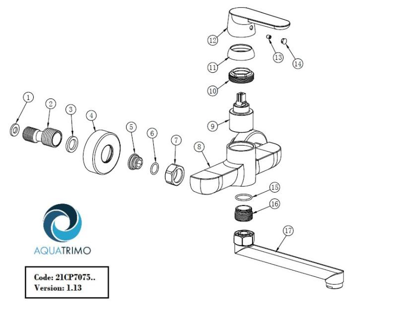 AquaTrimo Chopin wall tap matt black 21CP7075SW