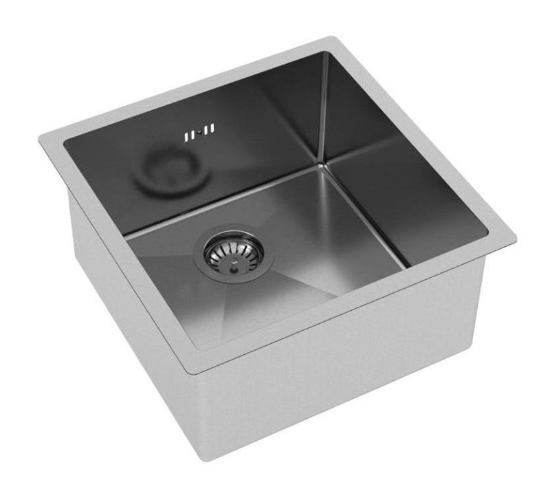 Ausmann Oder stainless steel sink 40x40cm flush-mounted undermount and inset extra deep 22cm 1208957112