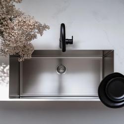 Ausmann Oder large stainless steel sink 74x40cm flush-mounted undermount and inset extra deep 22cm 1208957114