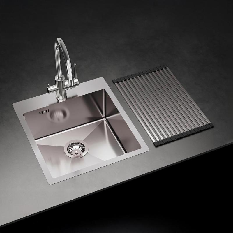 Ausmann Oder Blue stainless steel sink 45x50cm flush-mount and top-mount with tap hole bench 1208957117