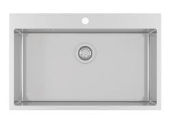 Ausmann Oder Blue large stainless steel sink 79x50cm flush-mounted and inset with tap hole bench 1208957119