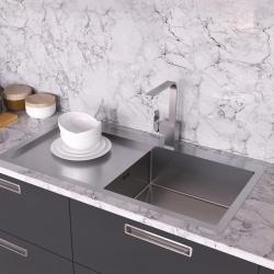 Ausmann Oder Blue large stainless steel sink 100x51cm flush-mounted and inset with drainer 1208957123