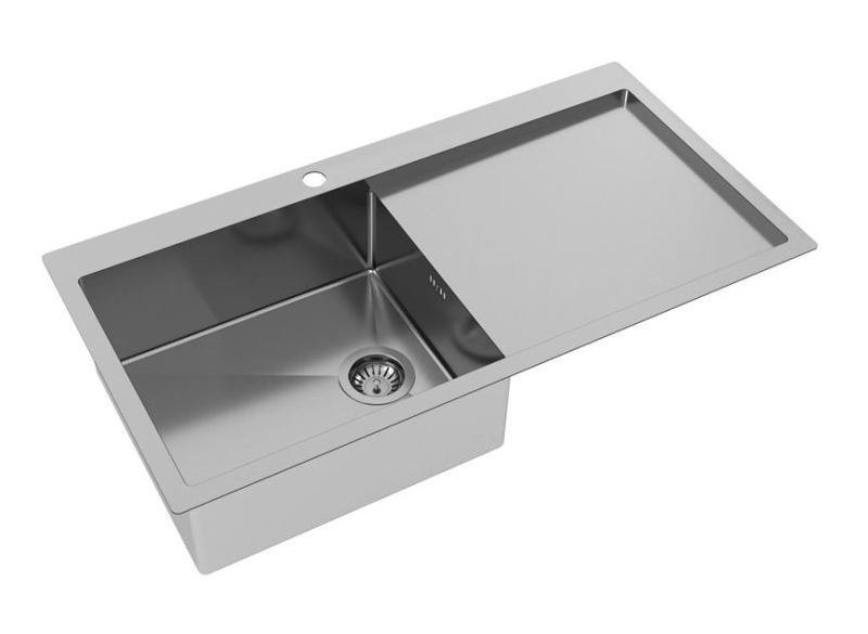 Ausmann Oder Blue large stainless steel sink 100x51cm flush-mounted and inset with drainer 1208957124