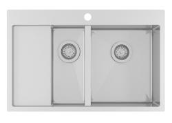 Ausmann Oder Blue 1.5 stainless steel sink 78x50cm flush-mounted and inset with drainer 1208957125