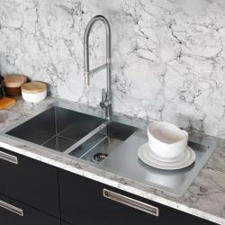 Ausmann Oder Blue 1.5 stainless steel sink 78x50cm flush-mounted and inset with drainer 1208957126