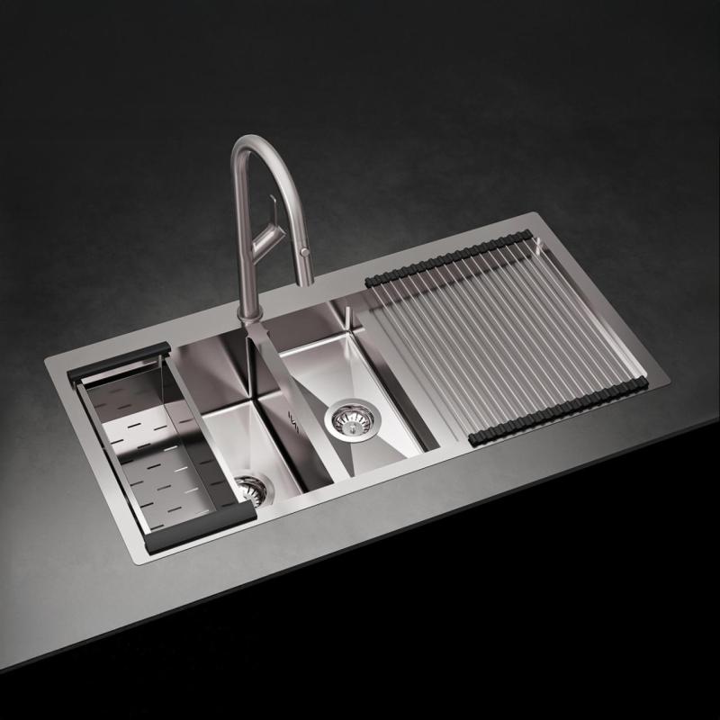 Ausmann Oder Blue 1.5 stainless steel sink 100x51cm flush-mounted and inset with drainer 1208957128