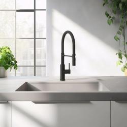 Quadri Chester kitchen mixer with flexible spout and shower with 2 spray types matt black 1208957225