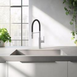 Quadri Chester kitchen mixer with flexible spout and shower with 2 spray types stainless steel 1208957226