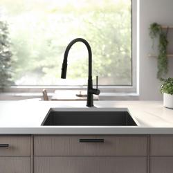 Quadri Preston kitchen mixer tap matt black with 2 positions flexible black spout 1208957227