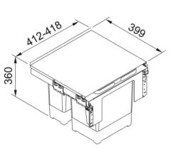 Franke Sorter Garbo 45-2 built-in waste system 1 x 12 and 1 x 18 Liter waste bin 1210200692