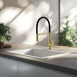 Ausmann Lavea gold kitchen tap PVD graphite with swivel and flexible spout 1208957437