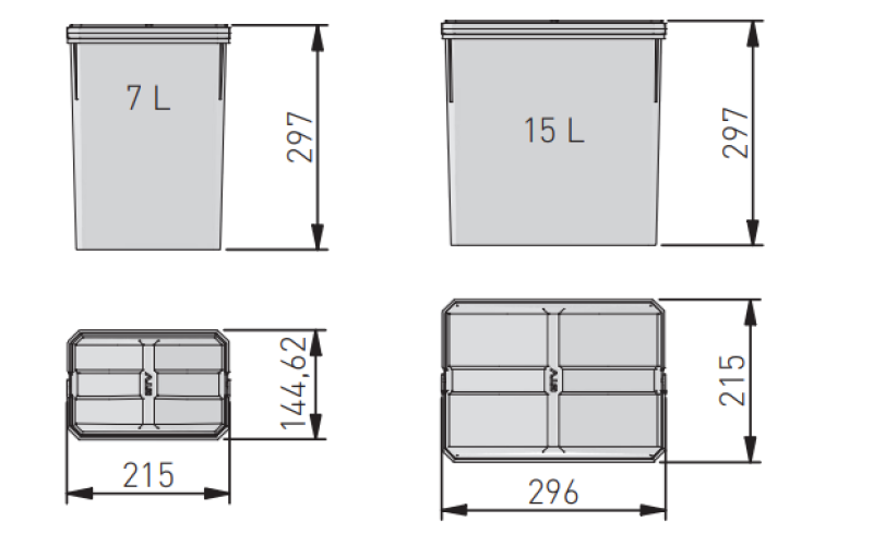 Garbi Basket B-70-4 waste sorting system for drawer 70cm incl. holder and 4 waste bins 1208957476