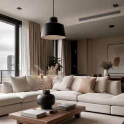 Decor Margus matt black metal pendant lamp with wooden top 2911