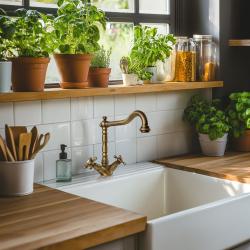 AquaTrimo Windsor classic nostalgic kitchen tap with angled spout, bronze 21WS7531BN