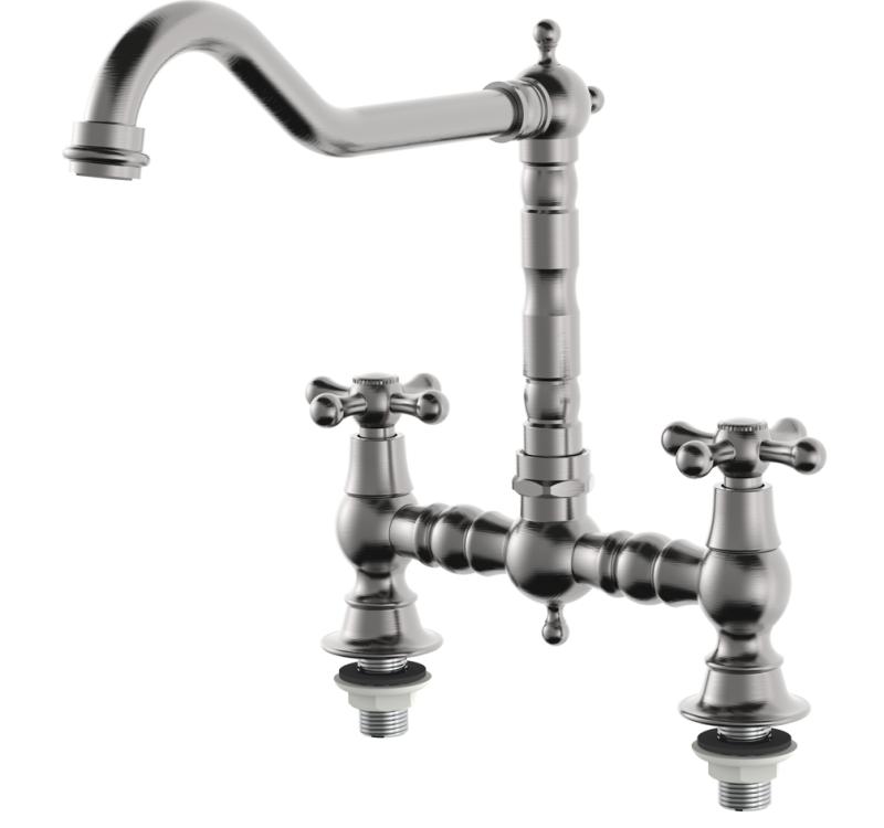 AquaTrimo Windsor 2-hole classic nostalgic kitchen bridge tap with angled spout, chrome 21WS7653CM
