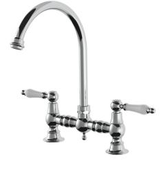 AquaTrimo Country 2-hole classic nostalgic kitchen bridge tap with round spout, chrome 21CT7655CM