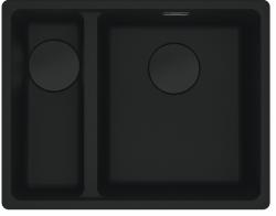 Franke Maris MRG 160-34-15 Fragranite black edition matte black undermount sink large basin on the right