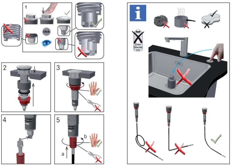 Franke drain set for sinks with integrated drain (turbo) with automatic drainage and stainless steel push button 1208957709