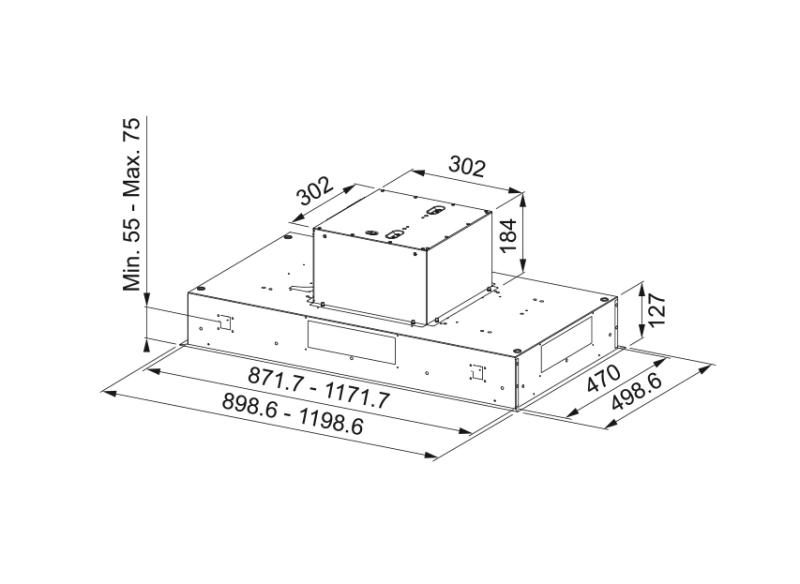 Franke AQ Sense ceiling unit stainless steel extractor hood 90cm 350.0657.264
