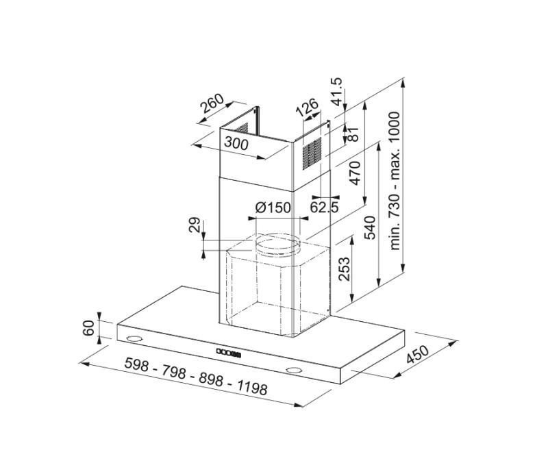 Franke Mythos Tale wall model matt black extractor hood 90cm 325.0657.512