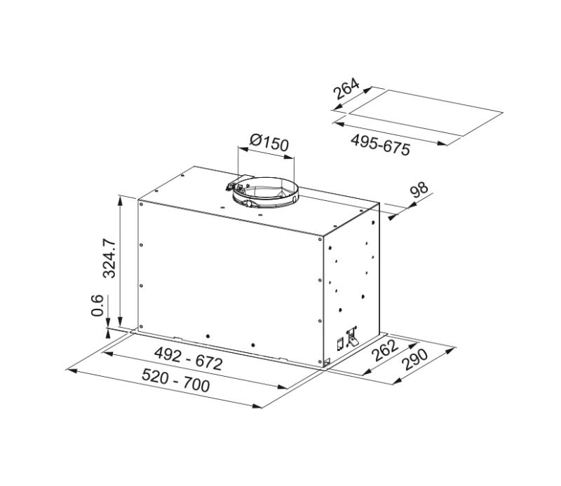 Franke Maris Box Flush EVO built-in matt black extractor hood 52cm 305.0665.364
