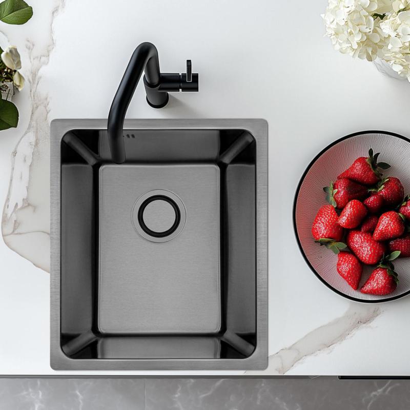 Aquadesign R25 steel top-mounted, undermount and flush-mounted sink gun metal  34x40cm 1208958205