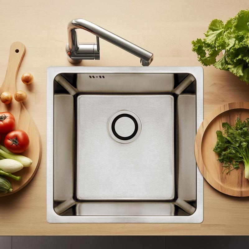 Aquadesign R25 handle top mount, undermount, and flush mount sink stainless steel 40x40cm 1208958206