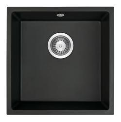 GraniteMy Universal granite black sink 40x40 cm black topmounted undermount and flush-mount with stainless steel plug 1208958318