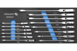 Hoegert Combination ratchet spanner with flex head set 14 pcs technical foam 1208962054