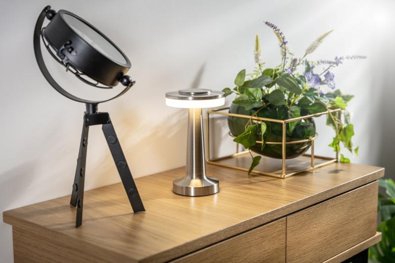 Decor Monum Desk Lamp 3W 200lm DC 5V 1A 3000 K 3 st. Dimming battery 1800 mAh inox 1208962503