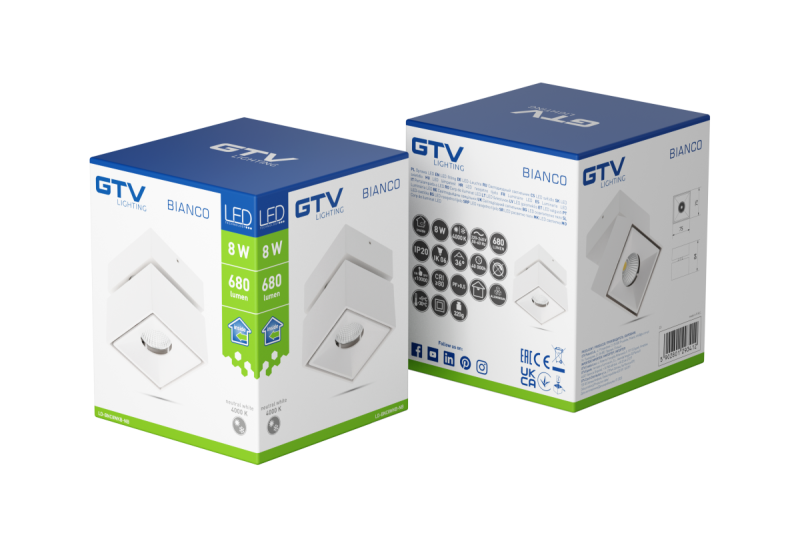 Decor LED luminaire BIANCO 8W 680lm AC220-240V 50/60 Hz PF>0 9 Ra≥80 IP20 IK06 36° 4000K square white 1208962669