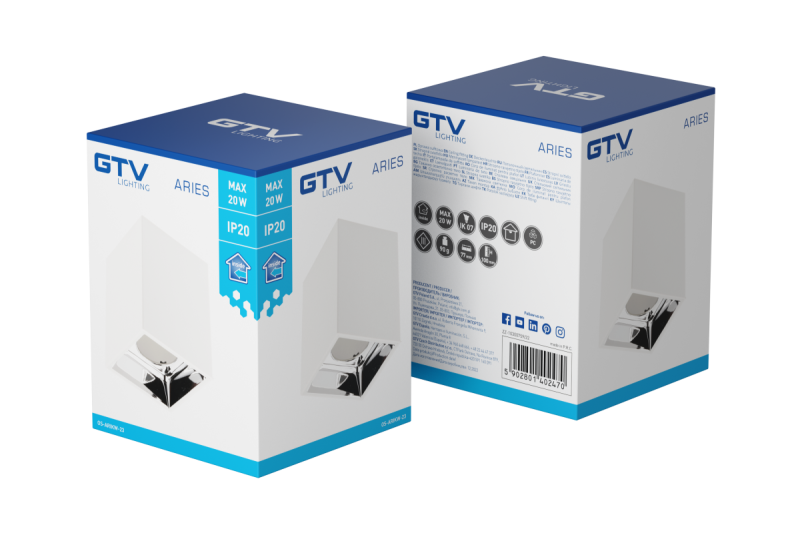 Decor Ceiling luminaire ARIES PC 77x100mm IP20 max 20W square white/chrome 1208963817