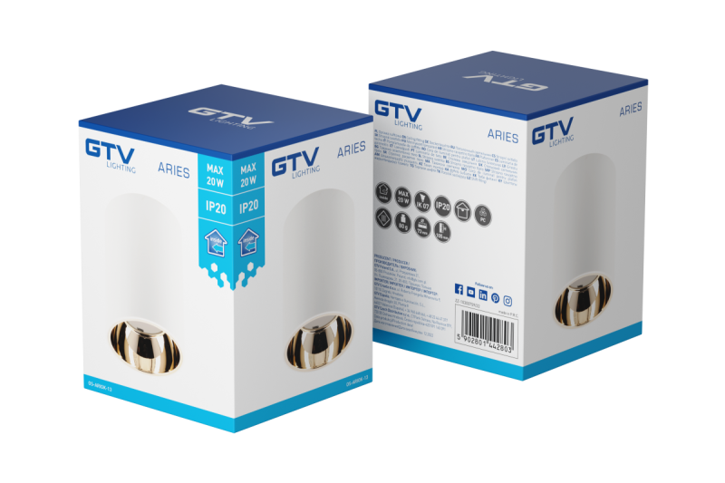 Decor Ceiling luminaire ARIES PC 73x105mm IP20 max 20W round white/gold 1208963819